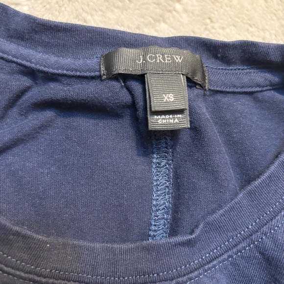 J. Crew Dress XS Navy White Nautical Striped Mini T-Shirt Dress Short Slv Cotton - Picture 12 of 15